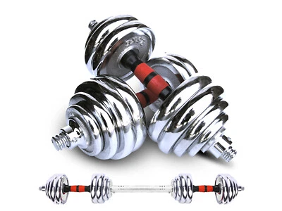CROWNKIT Adjustable Weight To 66 lbs Cast Iron Dumbbell Barbell Set Home Gym Work Out
