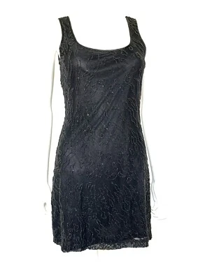 Vtg Sue Wong Black Beaded Sleeveless Bias Mini Cocktail Dress Size XS Petite EUC - Изображение 1 из 4