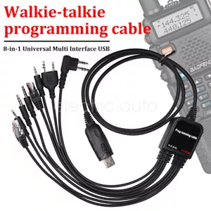 8 in 1 USB Programming Cable+Software CD For Motorola Baofeng Kenwood HYT Radio - Picture 1 of 14