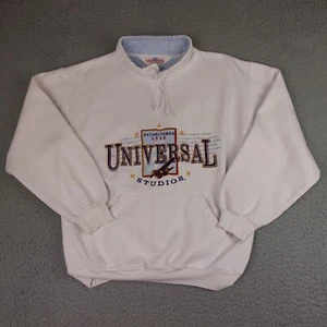 Vintage Universal Studios Sweatshirt Mens Large White Pullover Drawstring 90s - Picture 1 of 10