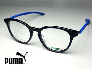 Gafas Puma PU0336O 002 Azul Hechas a Mano Acetato 51-19-145 Redondas Borde Completo - Imagen 1 de 9