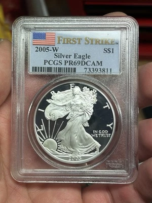 2005 W 银鹰精铸硬币 PCGS PR69 漂亮! — 第 1/4 张图片