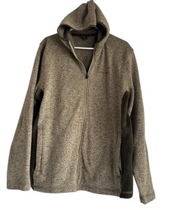 Eddie Bauer Mens Full Zip Sweater Fleece Jacket Size Large Brown Hooded - Picture 1 of 6