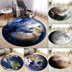 Planet Earth Series Round Carpets Gaming Chair Mats Non-slip Bedroom Living Room - Picture 1 of 27