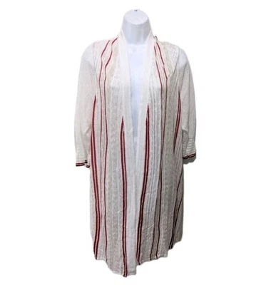 Alfani Tunic Cardigan Sweater Womens 3X Linen Blend Striped Summery #40 - Image 1 of 4