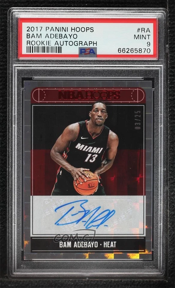 2017-18 Panini NBA Hoops Rookie Red /25 Bam Adebayo #RA-BAD PSA 9 MINT Auto RC - Image 1 of 2