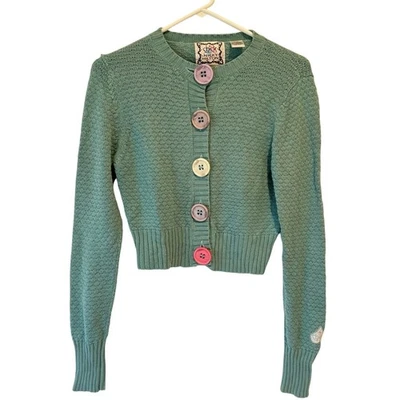 Cárdigan De Colección Chick by Nicky Hilton Para Mujer M Azul Teal Kidcore Botón Grande Emo Y2K Foto 1 de 4