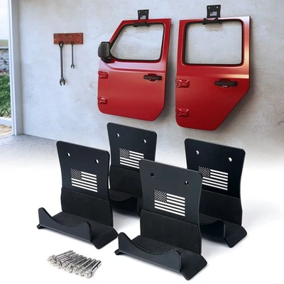 Wall-Mounted Removable Storage Door Hangers for 1956-2025 Jeep Wrangler CJ JK JL Foto 1 de 4