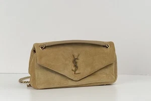 Saint Laurent Calypso Small Shoulder Bag in Beige Suede - Picture 1 of 10