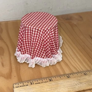 Set tavolo vintage casa delle bambole rosso bianco a scacchi tovaglia Gingham - Foto 1 di 3