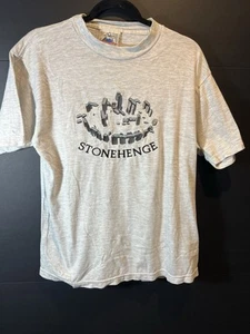 VINTAGE Y2K STONEHENGE BESTICKTES SINGLE STITCH T-SHIRT GRAU GRÖSSE LARGE SELTEN - Bild 1 von 13
