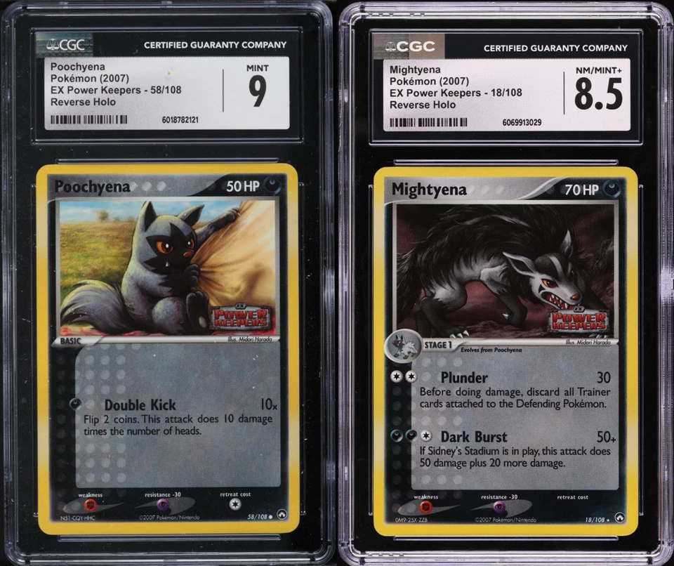 CGC 8.5/9 - 2007 Pokemon EX Power Keepers Poochyena/Mightyena Reverse Holofoils - Image 1 of 1