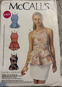 McCall's MP426 EASY Peplum Tops Sz 6-14 UNCUT Pattern M7162 LAURA ASHLEY Uncut - Picture 1 of 2