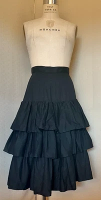 Antique VICTORIAN EDWARDIAN Era Black RUFFLE PETTICOAT, Clean ESTATE DISCOVERY - Image 1 of 4