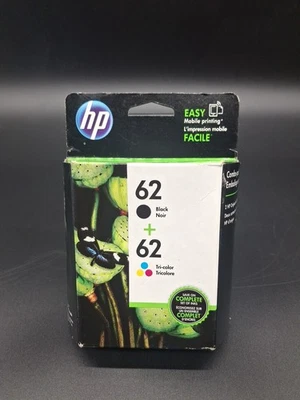 HP 62 Black Tri-Color 2 Pack Combo Printer Ink Cartridge NEW Unopened - Image 1 of 4
