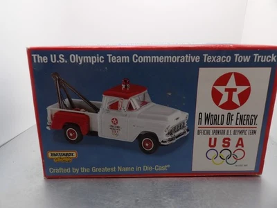 THE U.S. OLYMPIC TEAM COMMEMORATIVE TEXACO 1955 CHEVY 3100 TOW TRUCK  MATCHBOX - Image 1 of 4