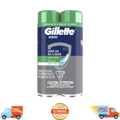 Gel de afeitar calmante Gillette Series para hombres con aloe vera, paquete doble, 14 oz Foto 1 de 4