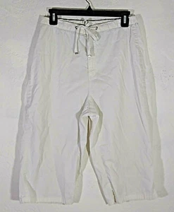 Liz Claiborne LizWear Jeans Womens Pants Size 8 White Capri Drawstring Casual - Picture 1 of 3