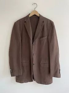 Boglioli "Coat" Mens Linen Blend Unstructured Dyed Brown Sports Coat Jacket 52 - Picture 1 of 7