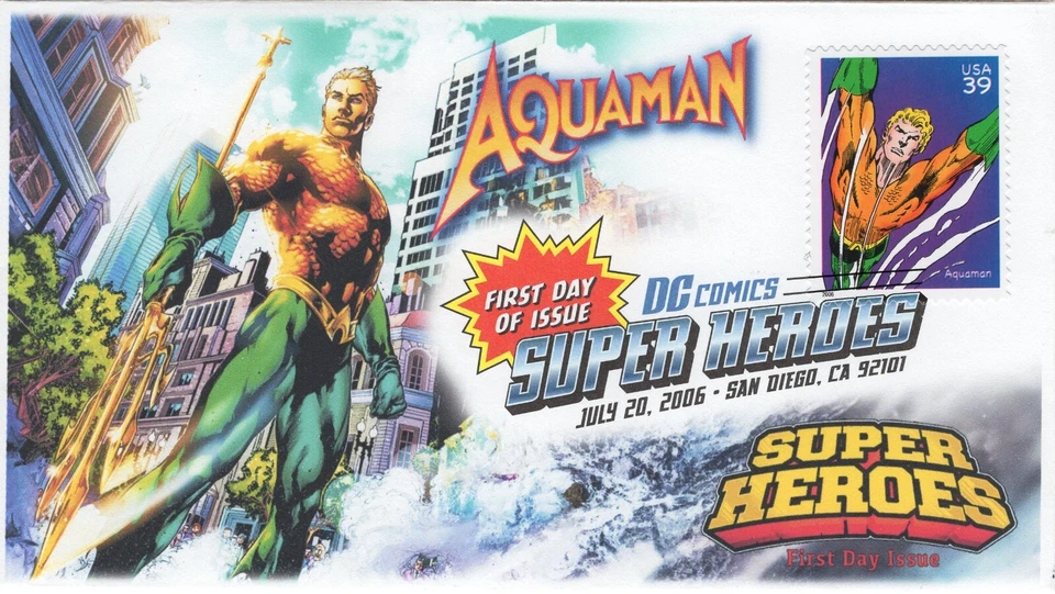 AO-4084h-1, 2006, DC Comics Super Heroes, Aquaman, FDC, Add-on Cachet. Digital C - Image 1 of 1