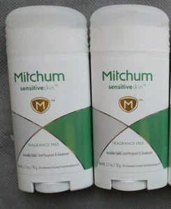 Pack 2 Mitchum  Advanced Sensitive Skin Deodorant Invisible Solid Fragrance Free - Picture 1 of 2