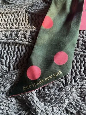 NWT Kate Spade Silk Skinny Scarf Purse Wrap Pink Polka Dots Retired - Image 1 of 4