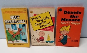 Tre libri di cartoni animati umoristici vintage: Dennis la minaccia Charlie Brown Marmaduke - Foto 1 di 11
