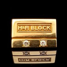 Vintage 14k H&R Block Yellow Gold Diamond Pin, 9/16 Inch Wide Years of Service