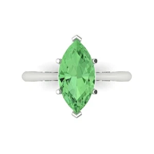 2.5Ct Marquise Simulated Green Diamond Solitaire Engagement Ring, 14K White Gold - Picture 1 of 11