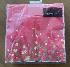 Papyrus Christmas Beverage Napkins Holidays Red and Gold - Picture 1 of 6