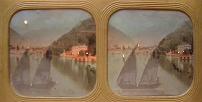 RARE PHOTO STÉRÉOSCOPIQUE STEREOVIEW / LAC MAJEUR ITALIE / POLYORAMA - Photo 1/3