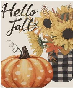 TISHIRON Malerei nach Zahlen für Erwachsene Kürbis Sonnenblume Hallo Herbst 16 x 20 Zoll - Bild 1 von 3
