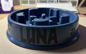 Personalised Slow Feeder Bowl For Dog/Puppy In Blue - Picture 1 of 3