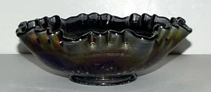 CARNIVAL GLASS 8" RUFFLED BOWL IMPERIAL WINDMILL IRIDESCENT SMOKE PEACOCK - Picture 1 of 5