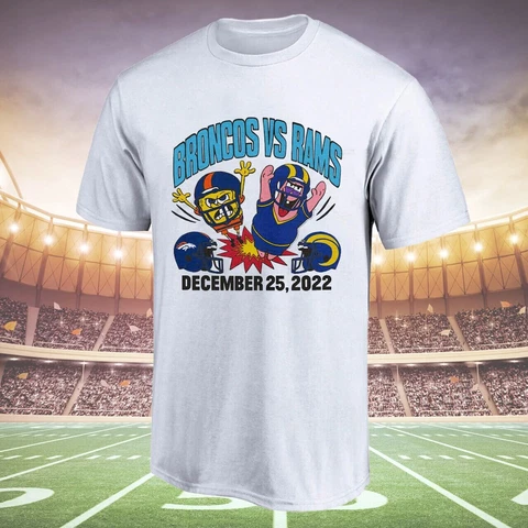 Denver Broncos vs. Los Angeles Rams Football Team 2022 T-Shirt Christmas Gift Cover