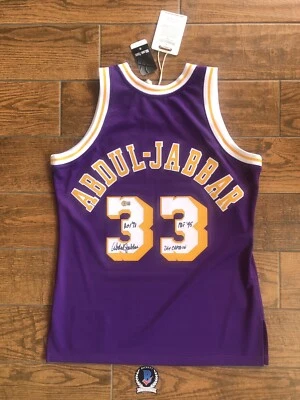 KAREEM ABDUL JABBAR Signed JERSEY MULTI inscriptions authentic Mitchell ness BAS - Image 1 of 4