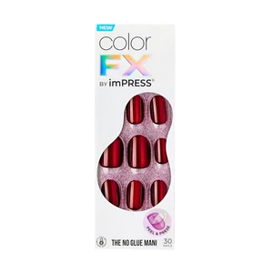 No Glue Mani Press-On Nails, Color FX, 'Hidden Gem', Red, Short Size, Oval Shape - Picture 1 of 12