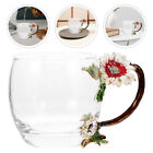  Enamel Colored Glass Drink Containers Handmade Flower Tea Mug Coffee Cup