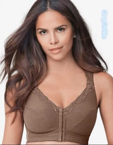 Z-B2-3 US "Comfort Choice" Front-Close Cotton Wireless Posture Bra French Toast - Picture 1 of 8