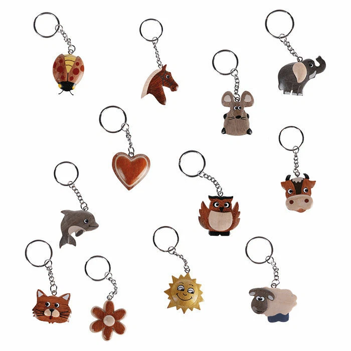 OOTB Schlüsselanhänger Tier Holz Tiere handbemalt Kinder Motiv nach Wahl