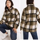 NEW Madewell (Re)sourced Sherpa Popover Tunic Jacket in Plaid, XS,NB532