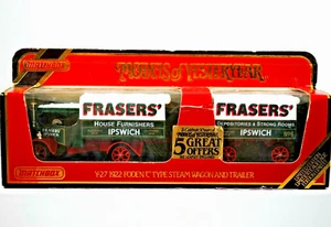 Matchbox of Yesteryear Y-27 1922 FODEN STEAM WAGON & TRAILER FRASER IPSWICH MIB - Picture 1 of 12