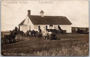 RPPC 1908 Cobden Minnesota Creamery Horse Carriages by Alex Newdall RARE - Bild 1 von 2