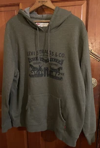 Levis Hoodie Pullover Sweatshirt Mens Size XL Green Spell Out Logo - Picture 1 of 5