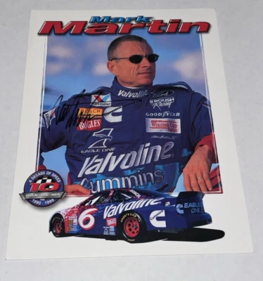 Mark Martin NASCAR HALL OF FAMER autographed photo 1999 VALVOLINE FORD TAURUS #6 - Image 1 of 2
