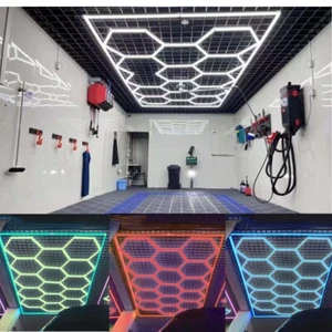 Lámpara LED hexagonal taller garaje pared techo lámpara nido de abeja iluminación 14 RGB* - Imagen 1 de 20