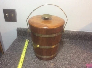 Vintage Mid Century Vermillion Walnut Ice Bucket - Picture 1 of 9