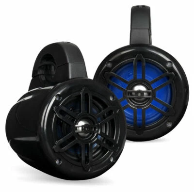 Belva BWT4LED Pair of 400W 4-inch Powersports/ATV/UTV Speaker w/ Blue LED Lights