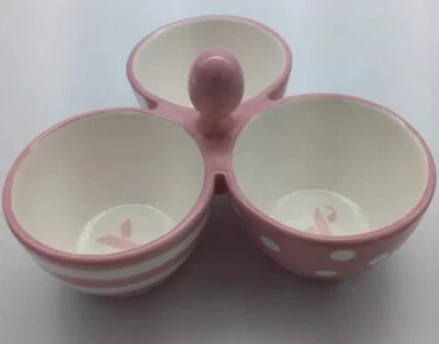 Pampered Chef Pink Bowl Trio Help Whip Breast Cancer 3-Part Candy Condiment Dish - Image 1 of 4