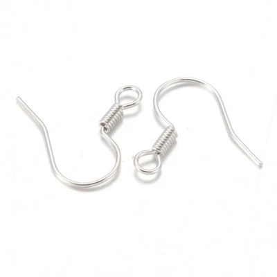 5000PC Platinum Tone Iron Earring Hooks Nickel Free French Earwire Findings 15mm - Image 1 of 2